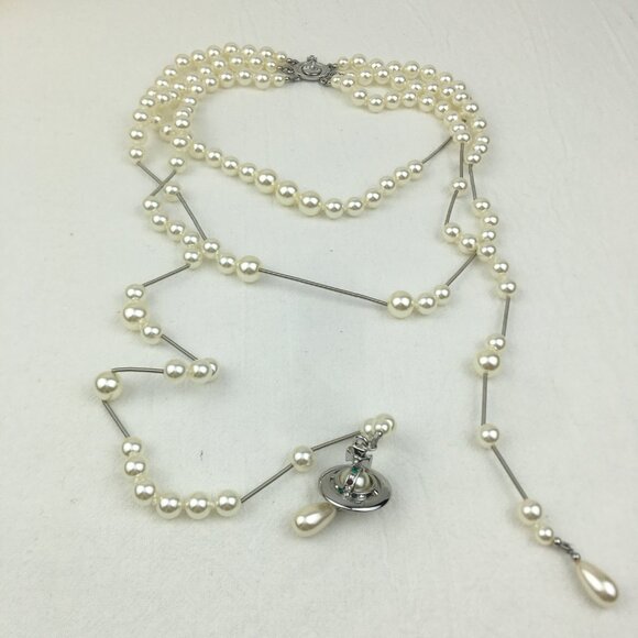 Vivienne Westwood Brooken pearl necklace Silver - Picture 2 of 9